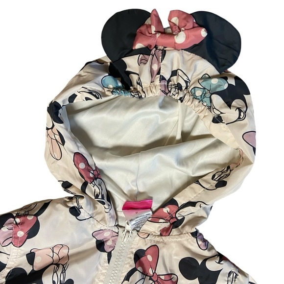 Disney Junior Minnie Mouse Girl’s Hooded Rain Jacket with Bow Size 3T Outdoors - Picture 4 of 12